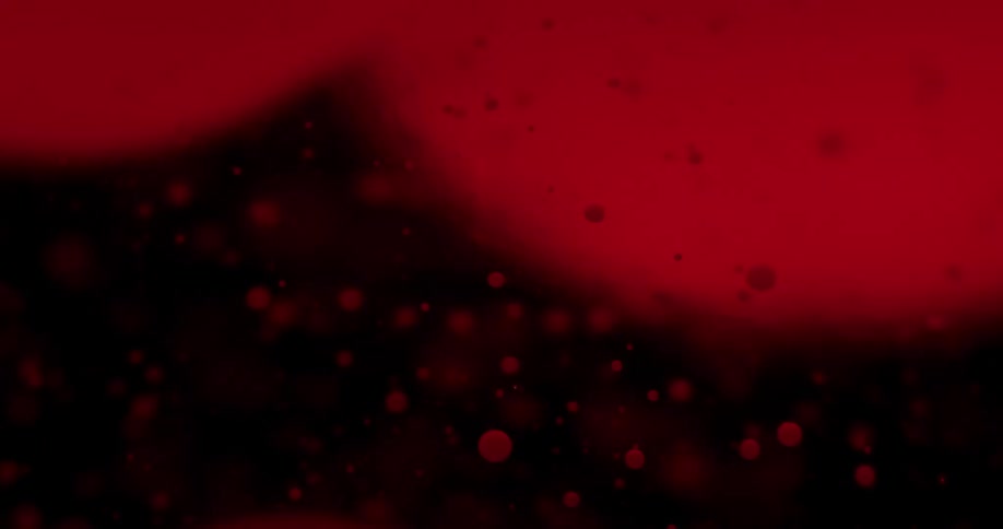 A view of blood drops floating