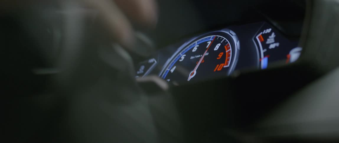 The tachometer in a vehicle