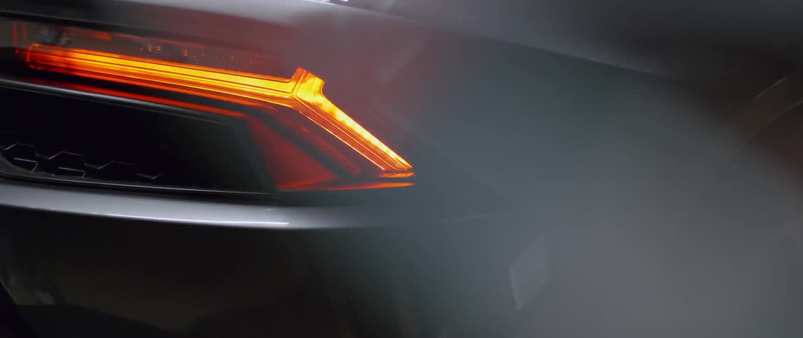 Close-up of a taillight of a sleek sports car