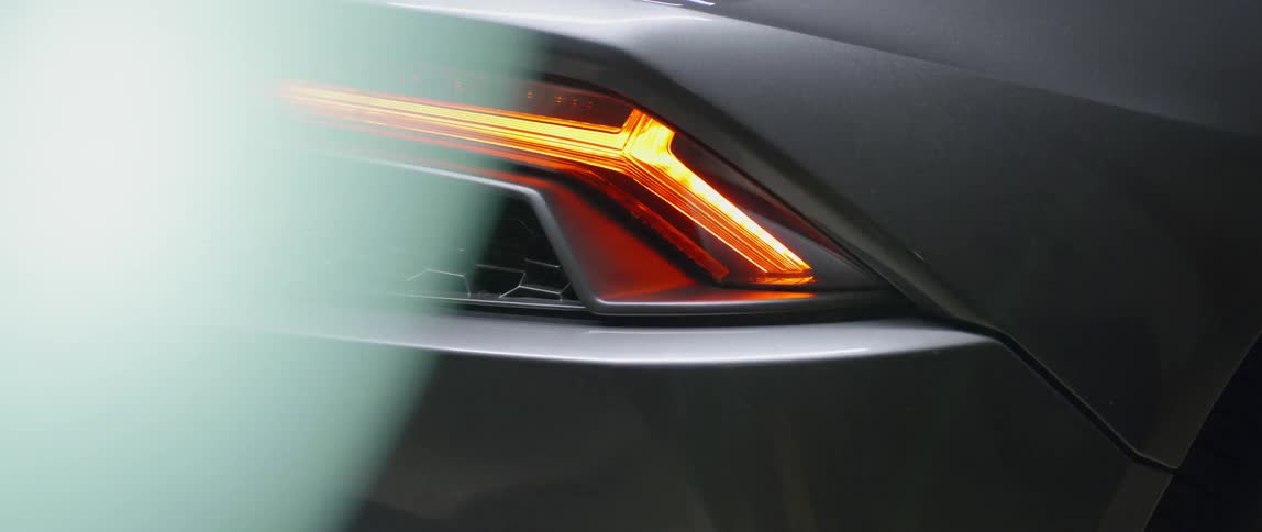 Close up of a headlight on a vehicle