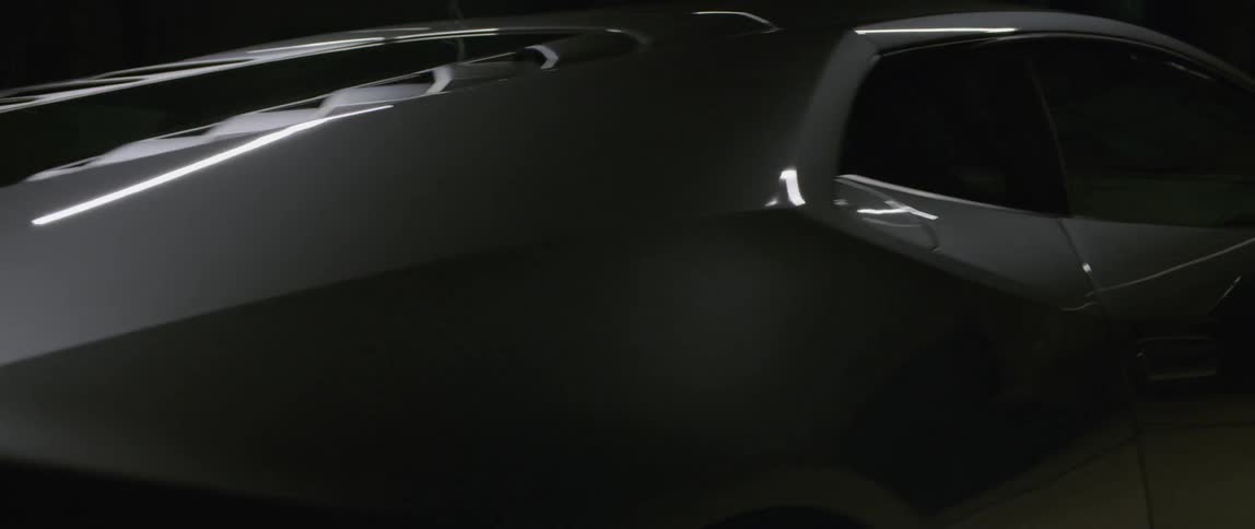 Moving camera view of a sleek sports car