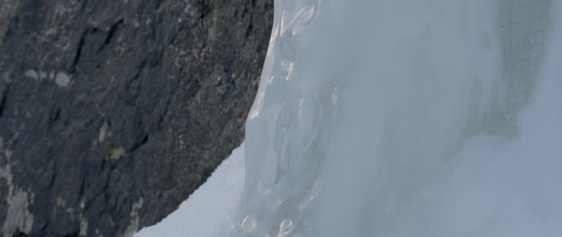 A large chunk of ice in the snow