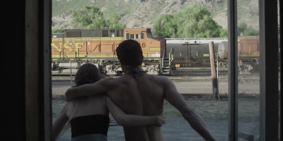 Female and male running
