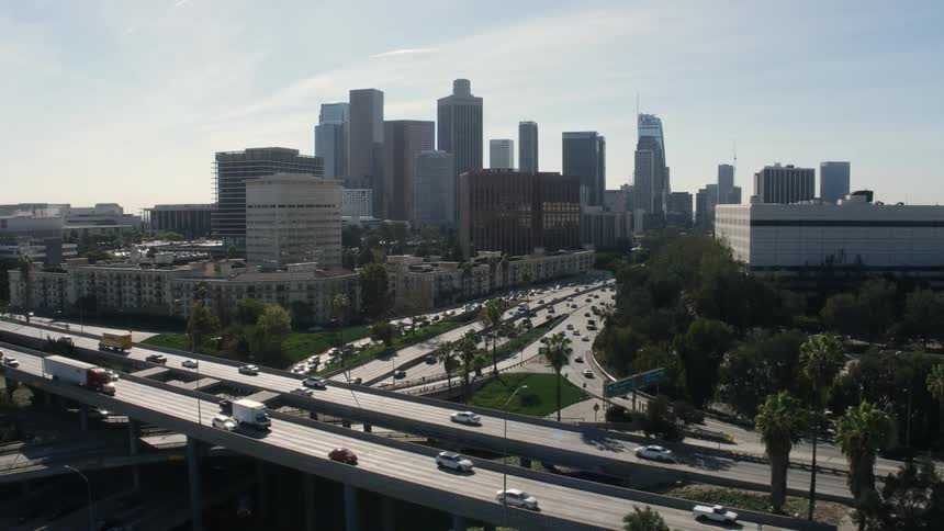 The roads are busy around the city