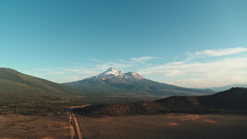 Some snow cover on mt shasta on a clear day