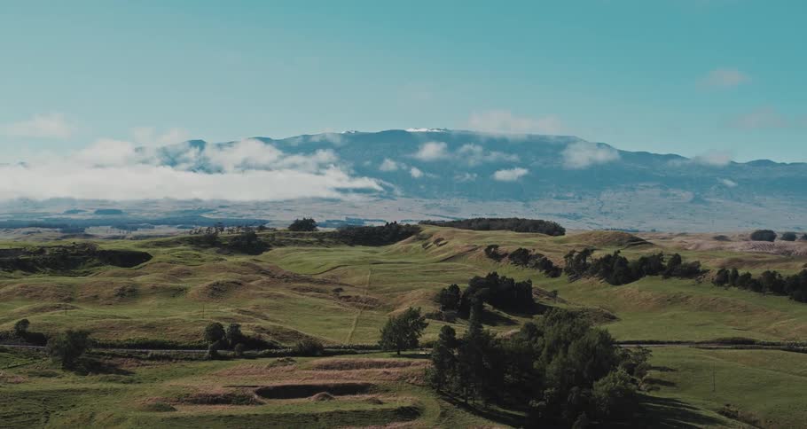 An aerial view of hills and mountains