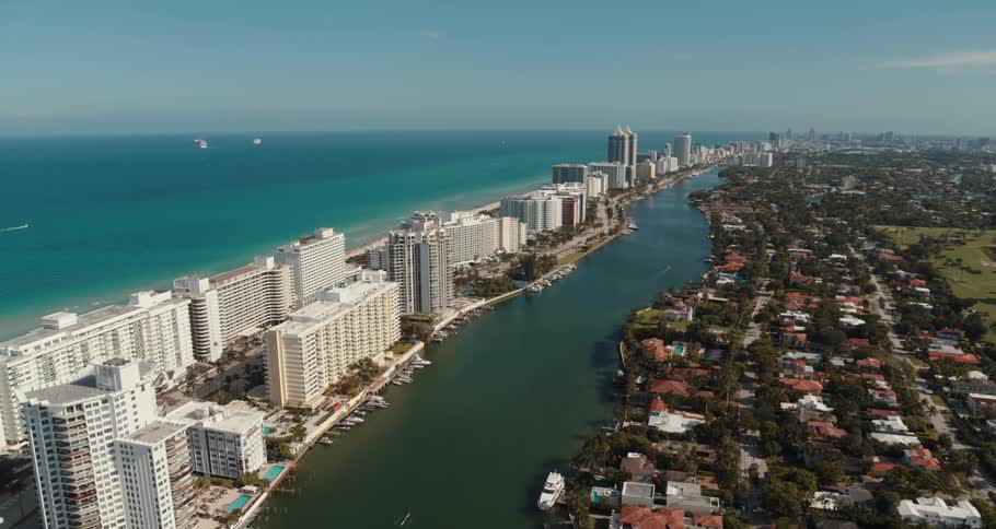 An aerial view of some buildings