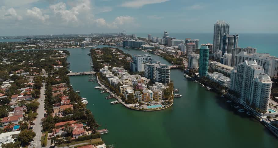 Cars drive on the roads in the coastal city