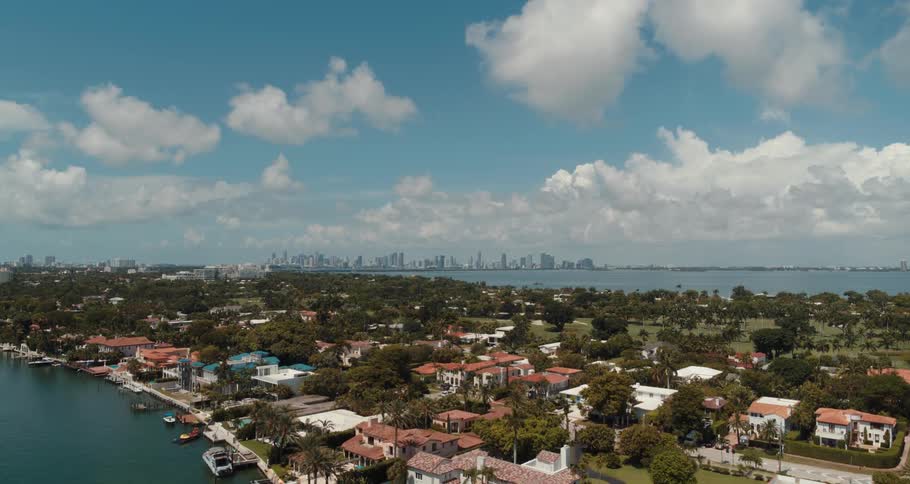 An aerial view of a neighborhood