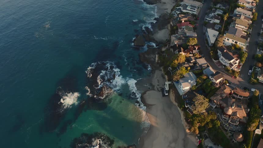 Aerial view of homes along cliffside beach