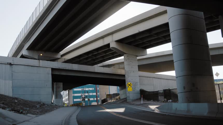 A view of highways and overapasses outdoors
