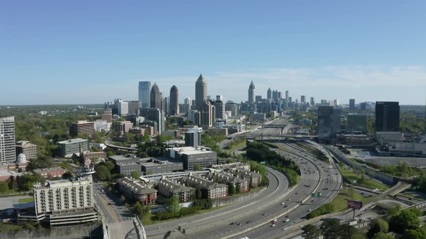 Heavy traffic drives in and out of downtown