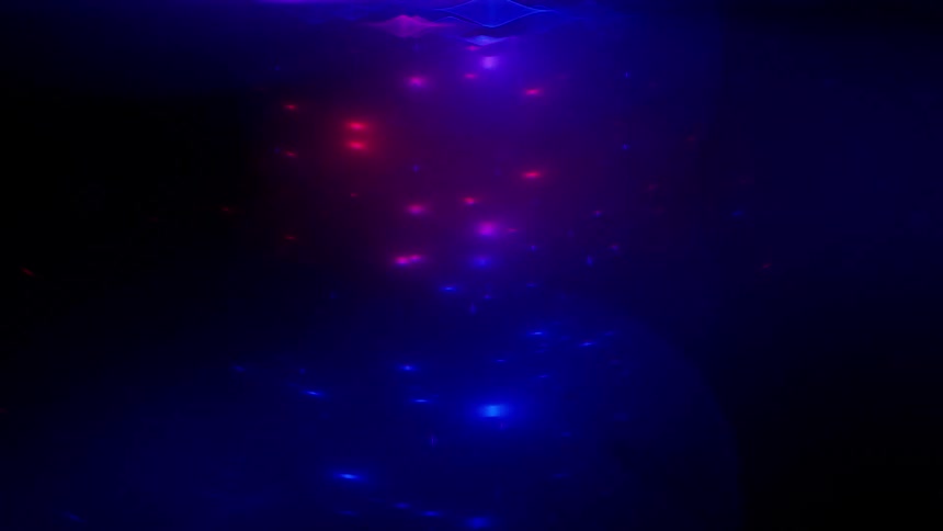 Dots of red and blue lights float upward