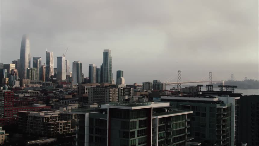 Aerial view of the san francisco city skyline at morning