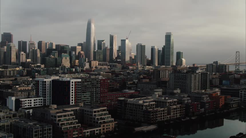 Aerial view of the san francisco skyline at morning