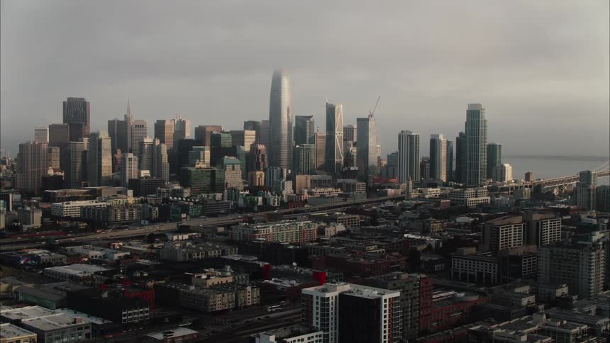 Aerial view of the san francisco city skyline at morning