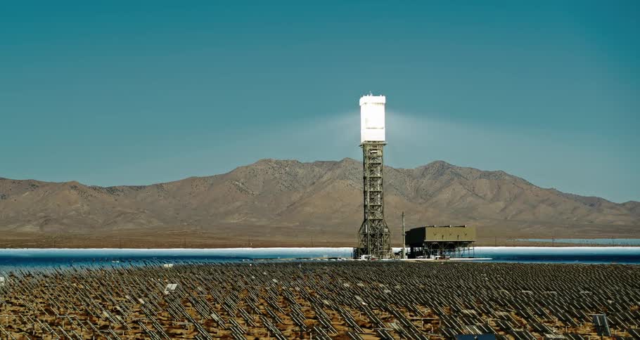 An aerial view of a solar power plant
