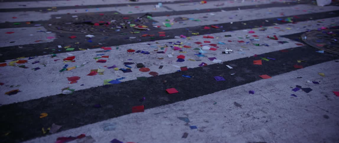 Ticker tape lines this street