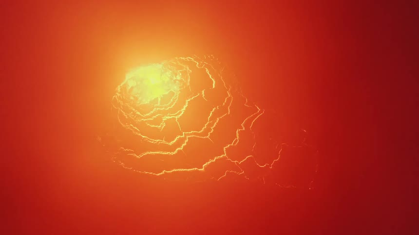 A volcano with molten lava and smoke