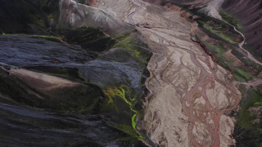 Aerial view of rugged terrain
