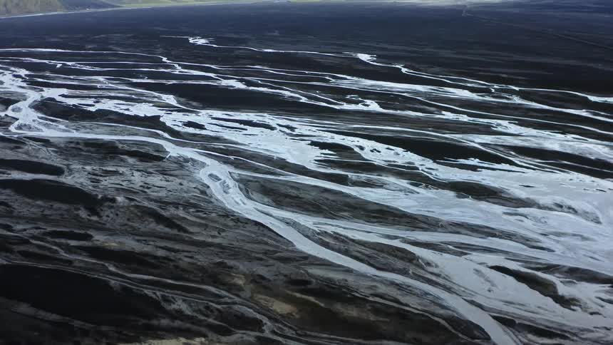 The shore is covered with ice