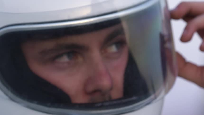 A man wearing a helmet