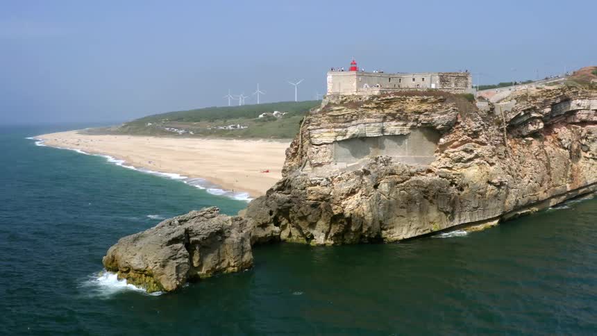 An aerial view of a beach and coast