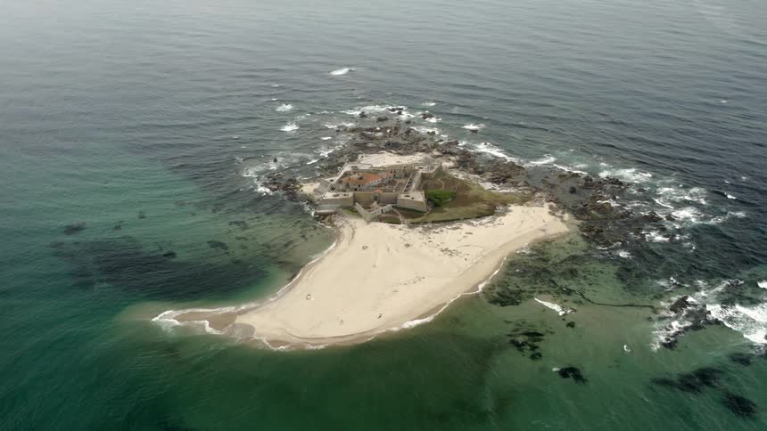 Aerial shot of an island fort