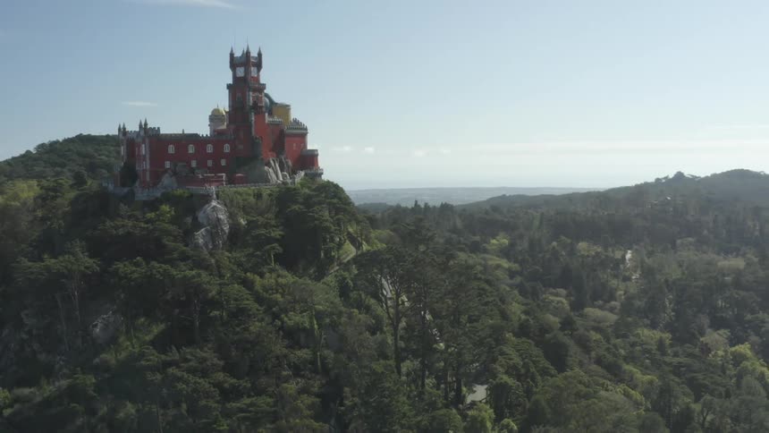 Aerial shot of a castle