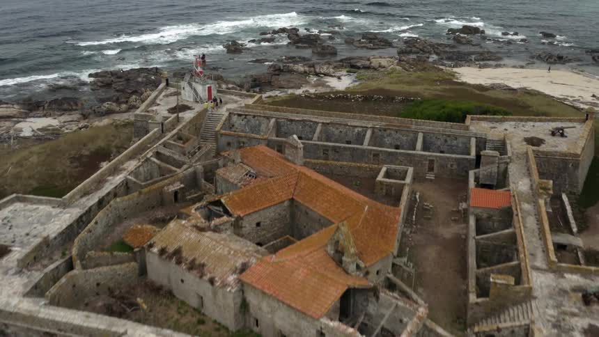 Aerial view of castle on small island