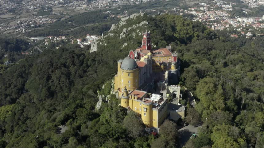 Aerial shot of a building in a forest