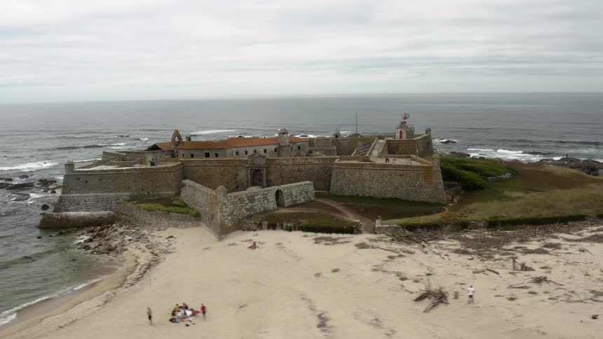 A bastion fort on the ocean coast on a cloudy day