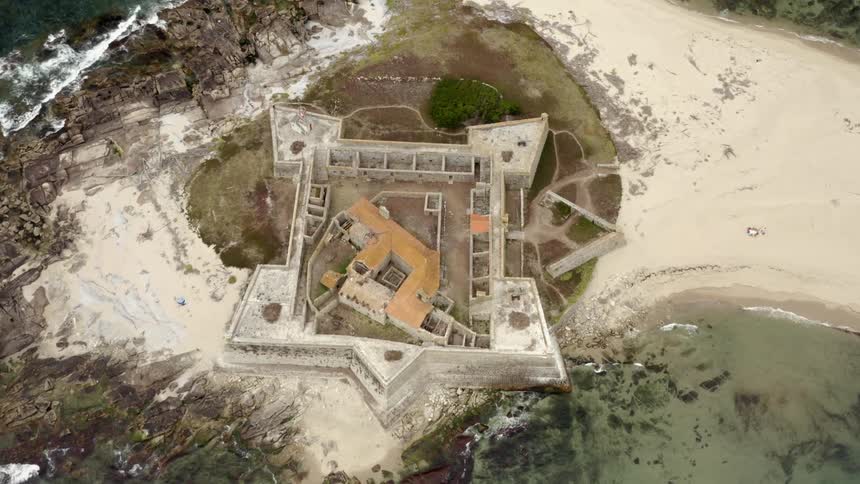 Aerial shot of a compound on an island