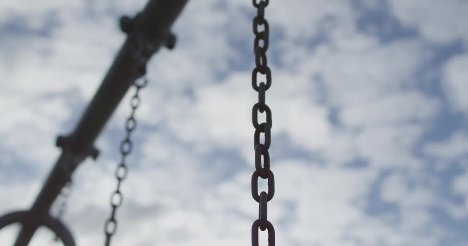 Close up of the chains of a swing