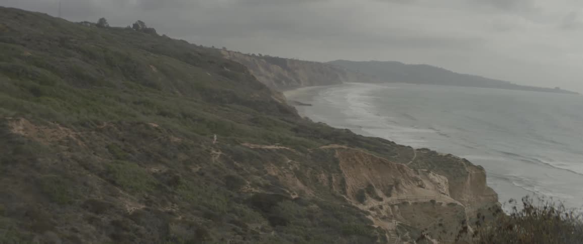 Aerial view of a cliff near the shore