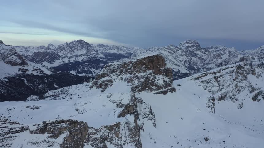 Aerial view of snowy mountain ranges