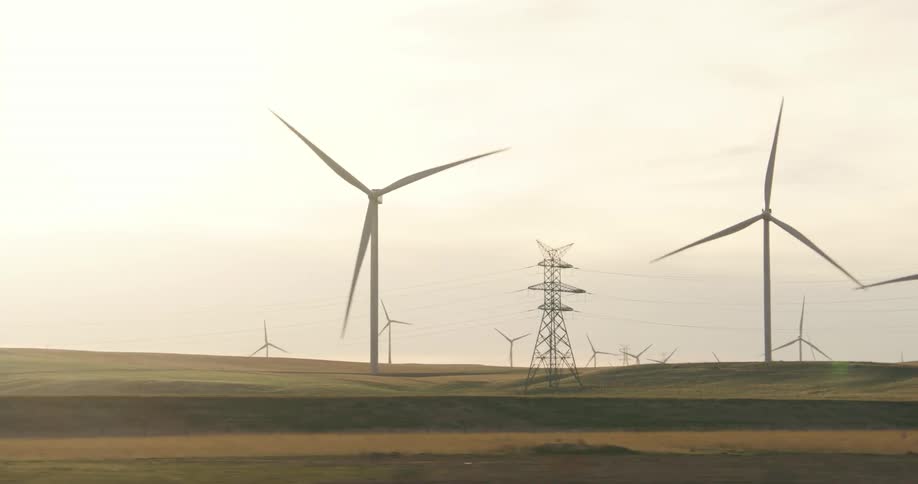 A view of windmills outdoors