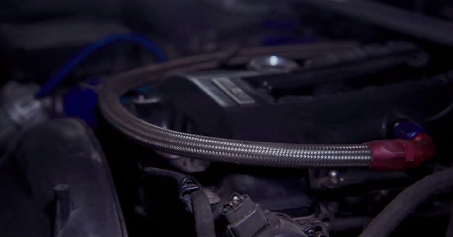 Sport cars engine at garage