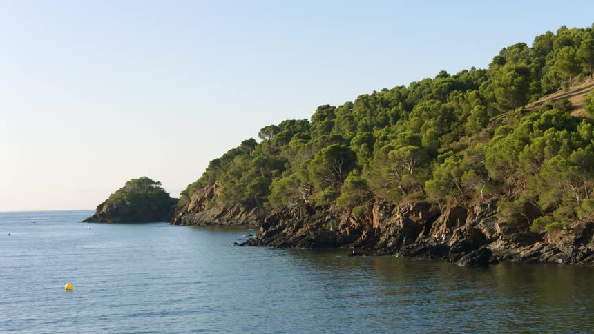 View of bay where the land curves in next to sea