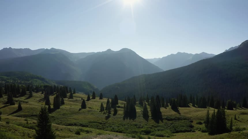 An aerial view of some mountains