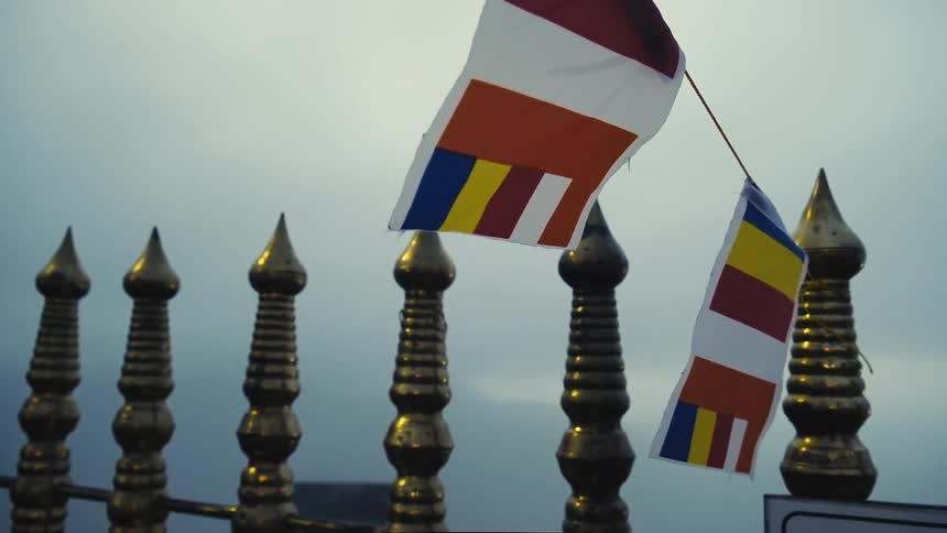 Flags move in the breeze