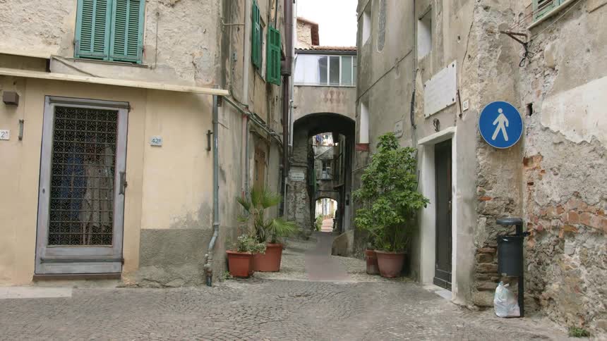 The alley in town is empty