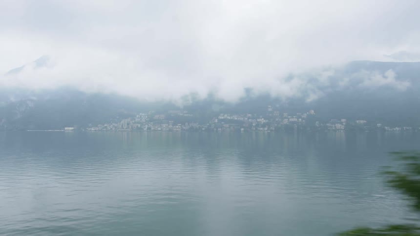 A view of a lake driving by