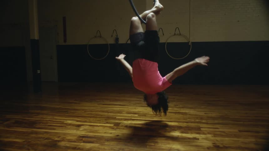 Person dancing on hoop