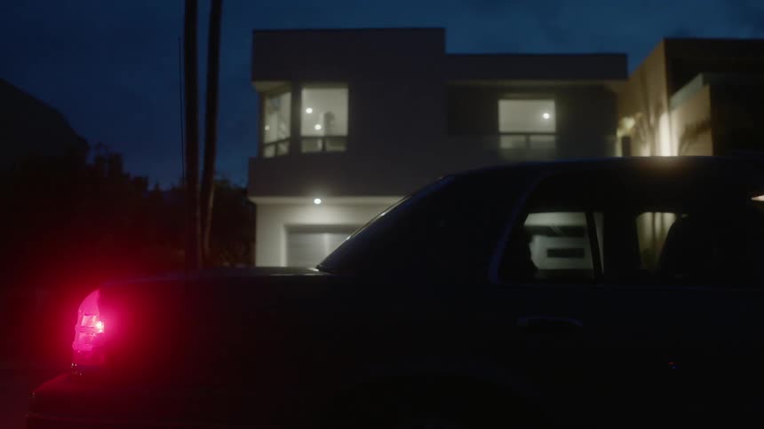 A car driving into a neighborhood