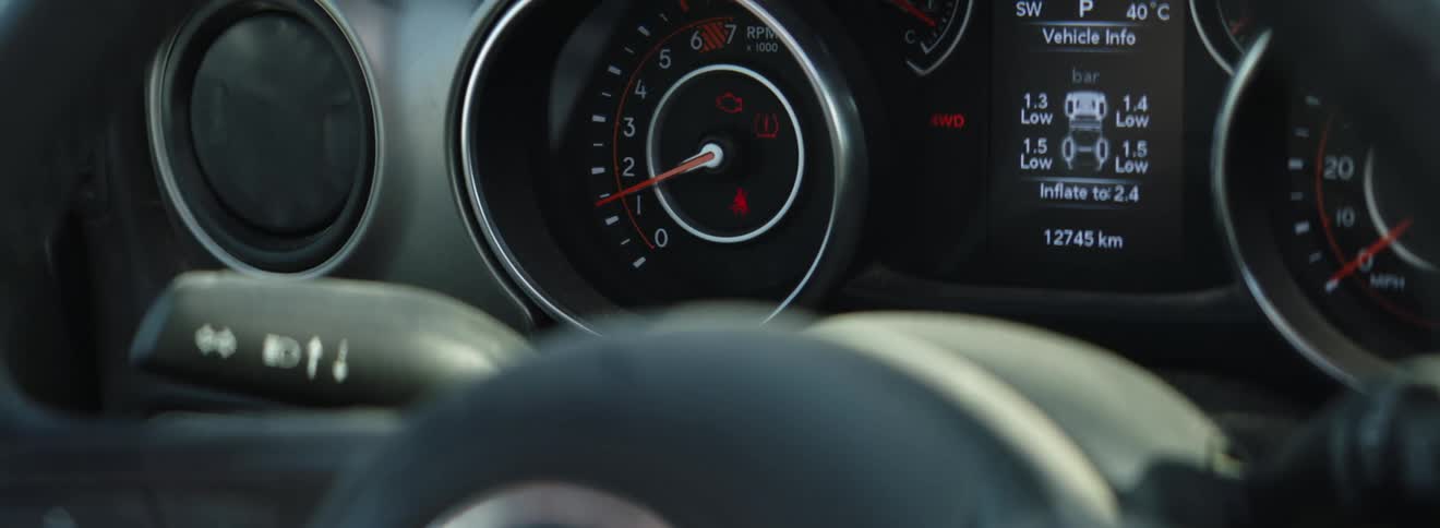 Gauges on a vehicles dashboard