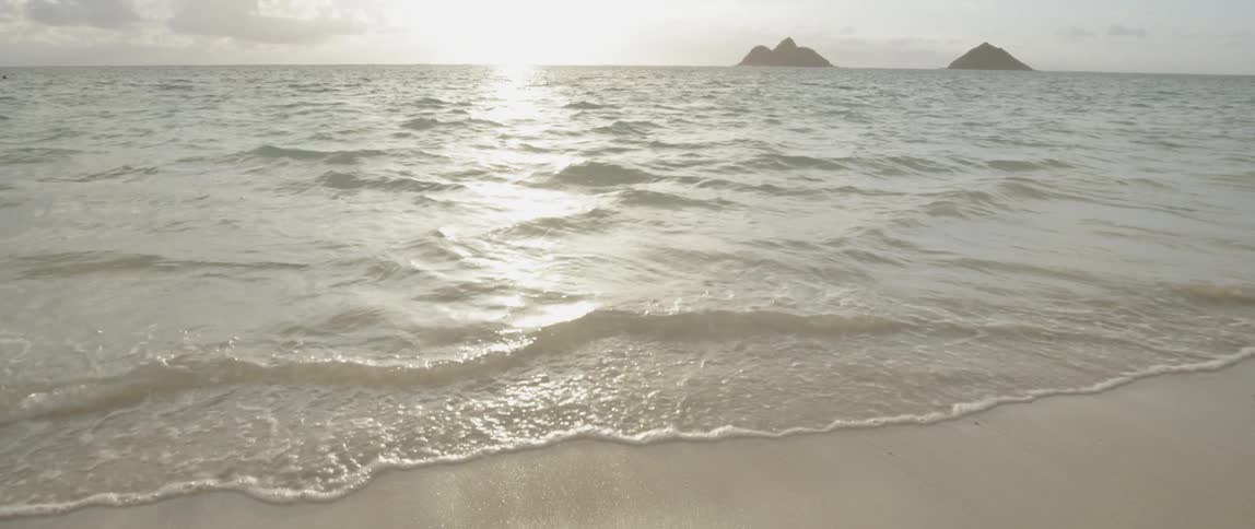 Waves crash on the shore