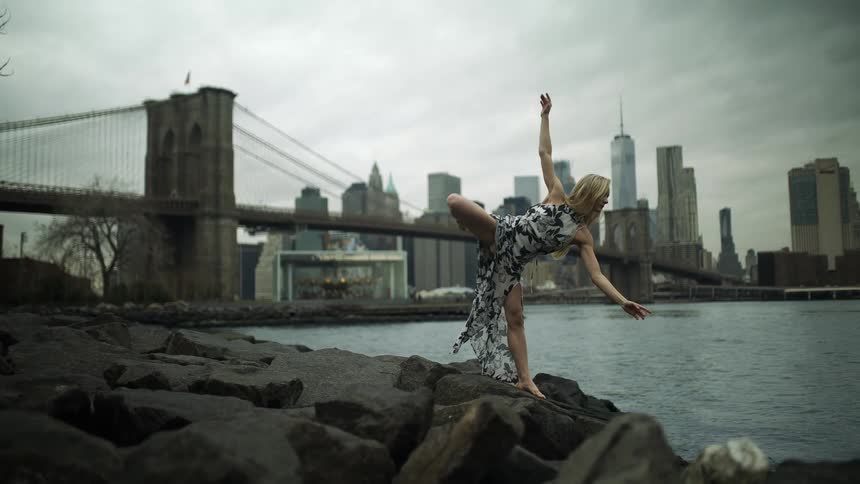 Woman dancing outdoors