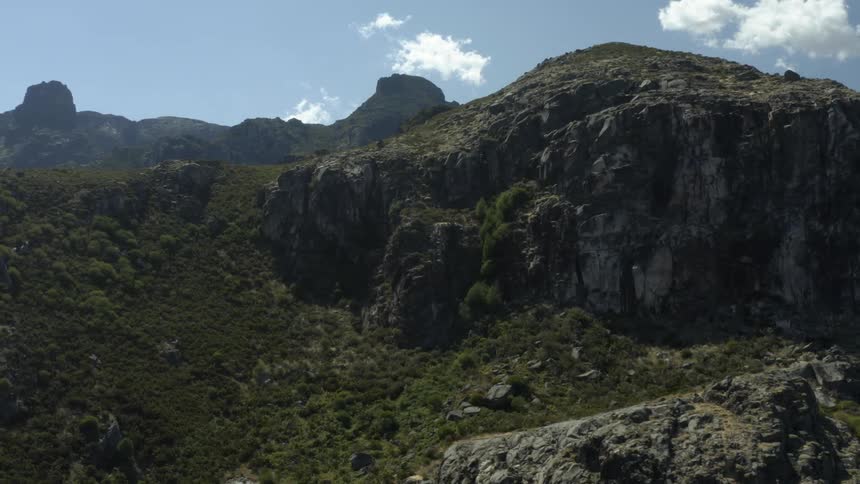 An aerial view of a mountain range