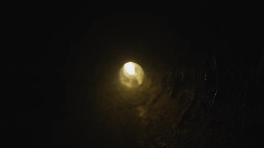 There is a bright light at the end of a tunnel